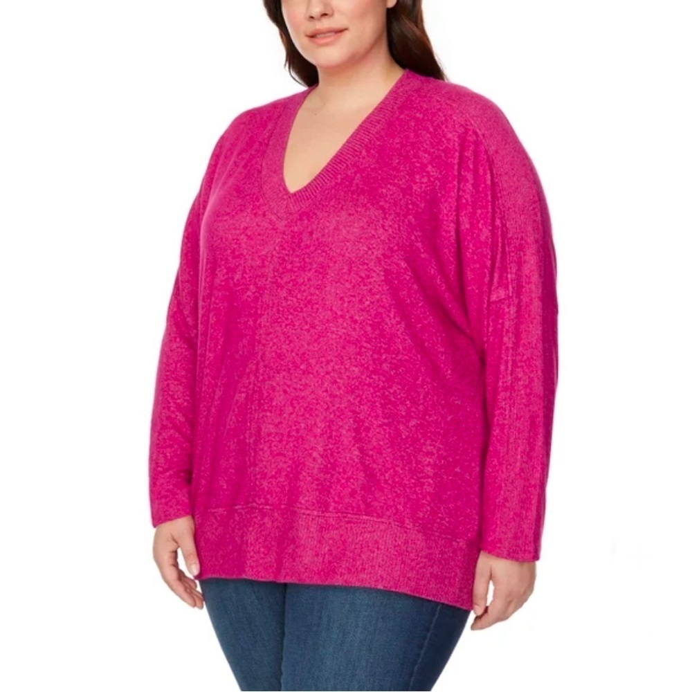 Buffalo Ladies' Vibrant Pink Cozy V-Neck Long Sleeve Top Women's Sweater Size XL